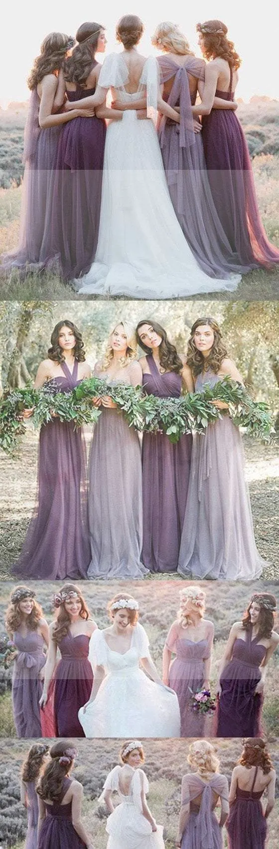 Convertiable Mismatched Tulle Long Wedding Party Dresses Cheap Charming Bridesmaid Dresses, WG34