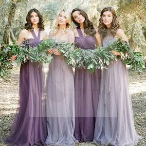 Convertiable Mismatched Tulle Long Wedding Party Dresses Cheap Charming Bridesmaid Dresses, WG34