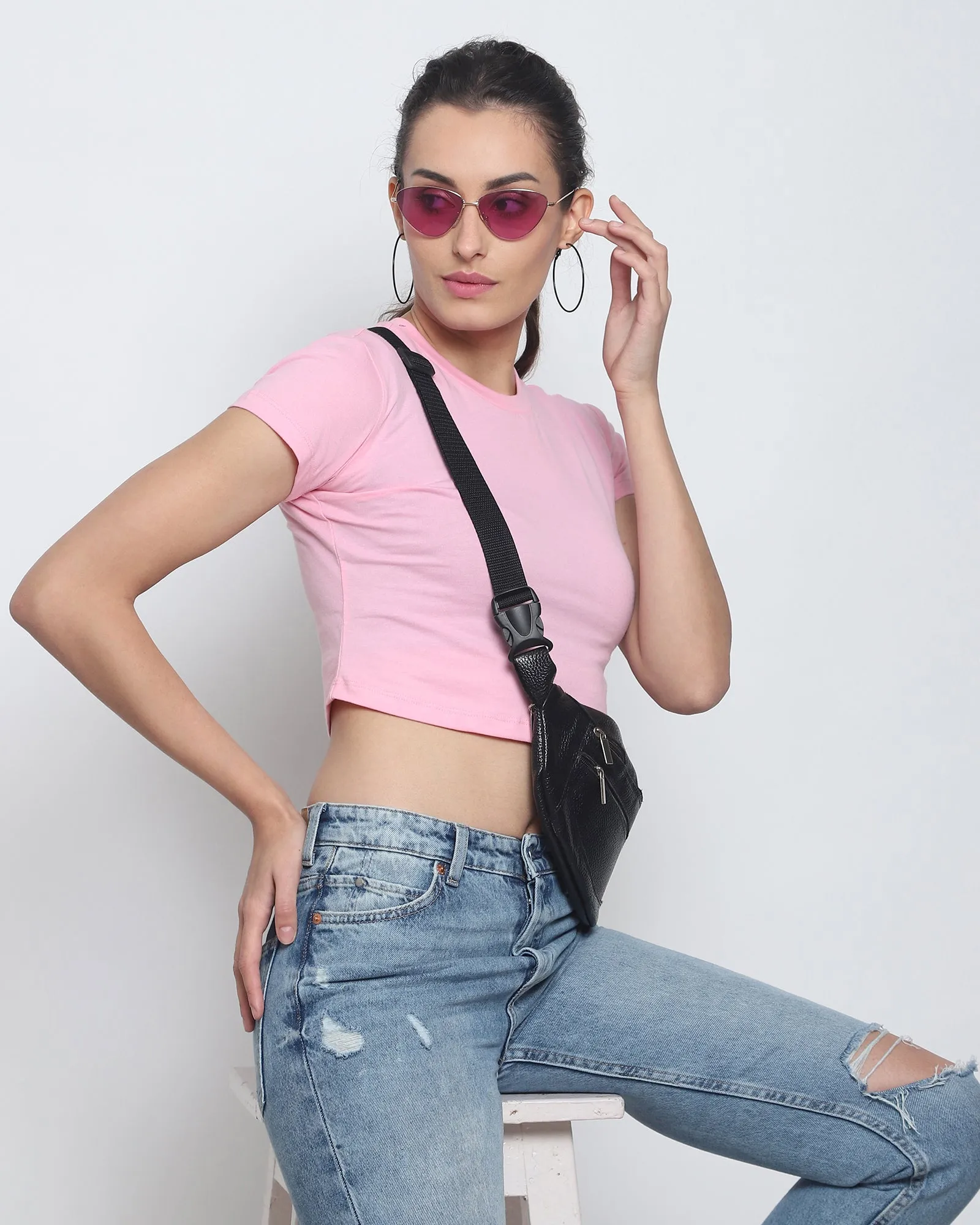 Crop Top: Solid Pink