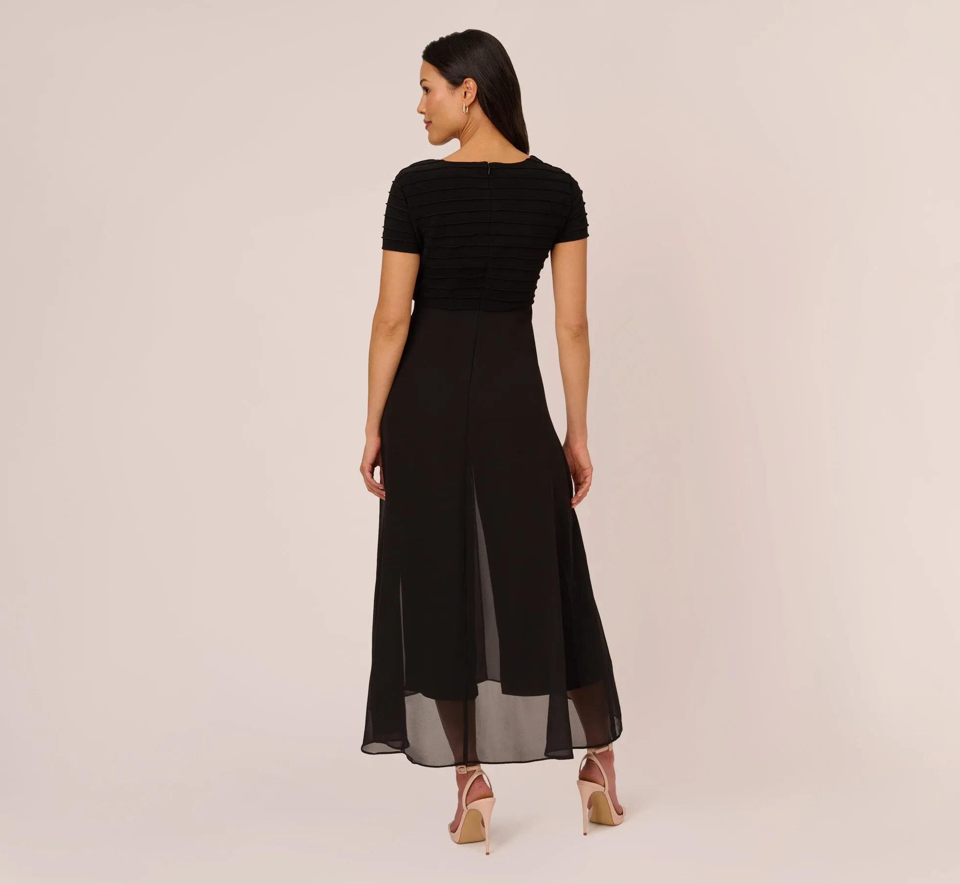 Cropped Jumpsuit With Pintuck Bodice In Black