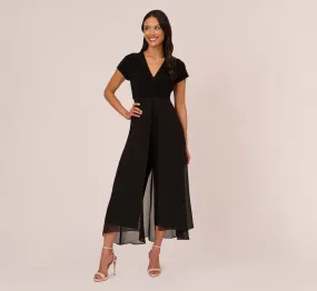 Cropped Jumpsuit With Pintuck Bodice In Black