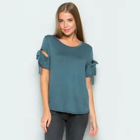 Cut Out Tie Sleeve Tee in More Colors