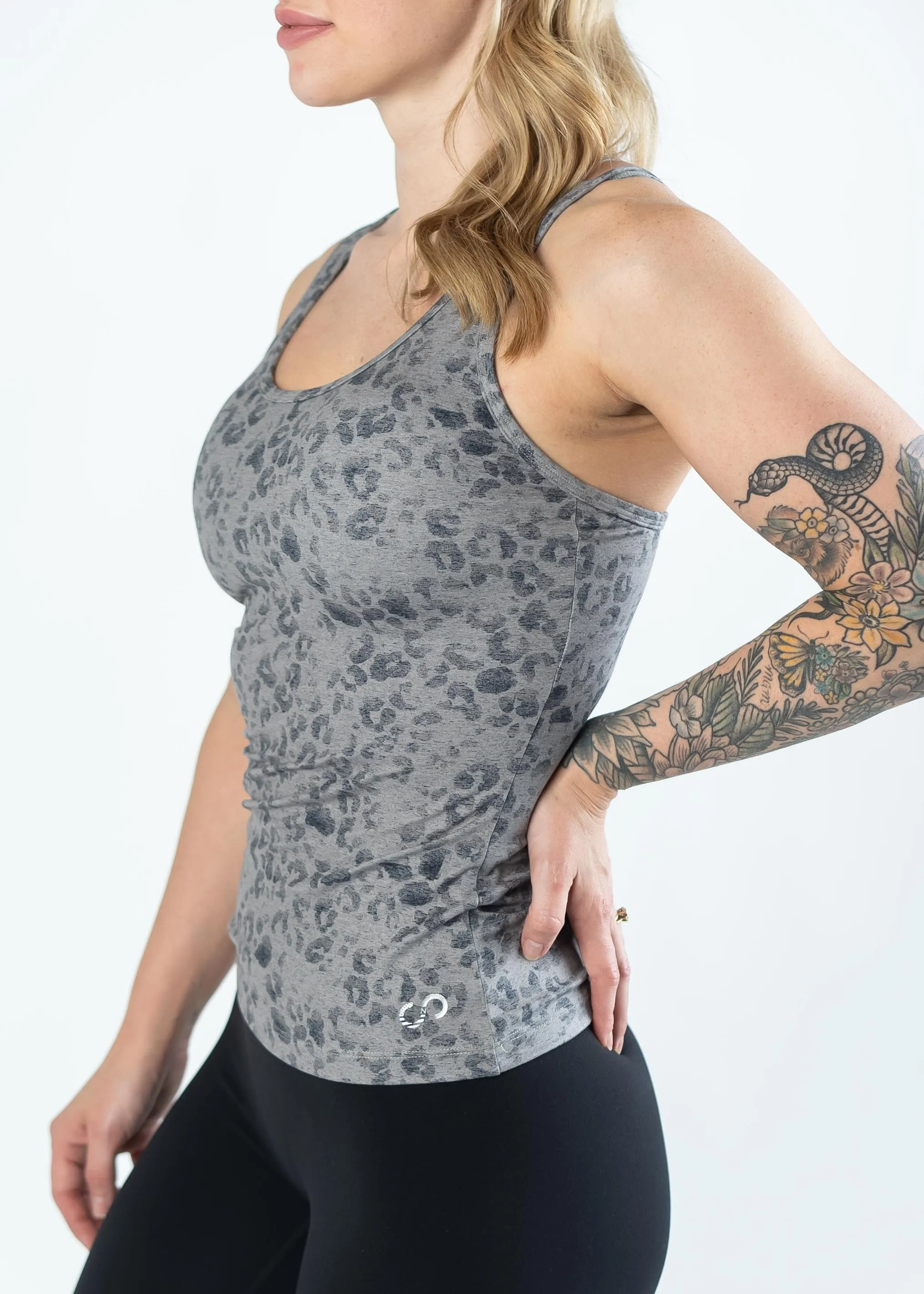 Dream Strappy Tank Top | Grey Leopard