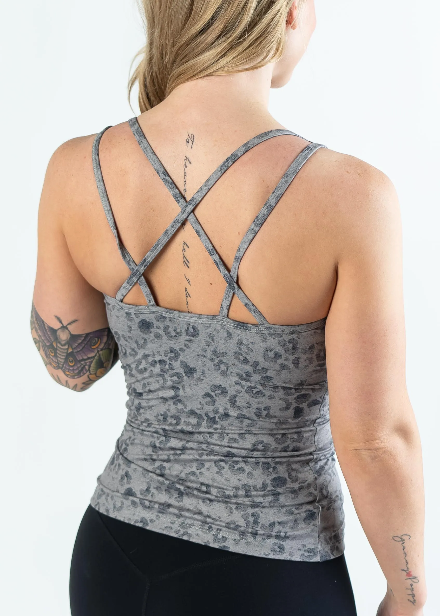 Dream Strappy Tank Top | Grey Leopard