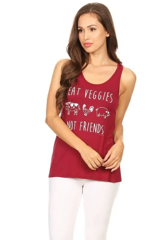 Eat Veggies Not Friends Raw Moda Tank Top