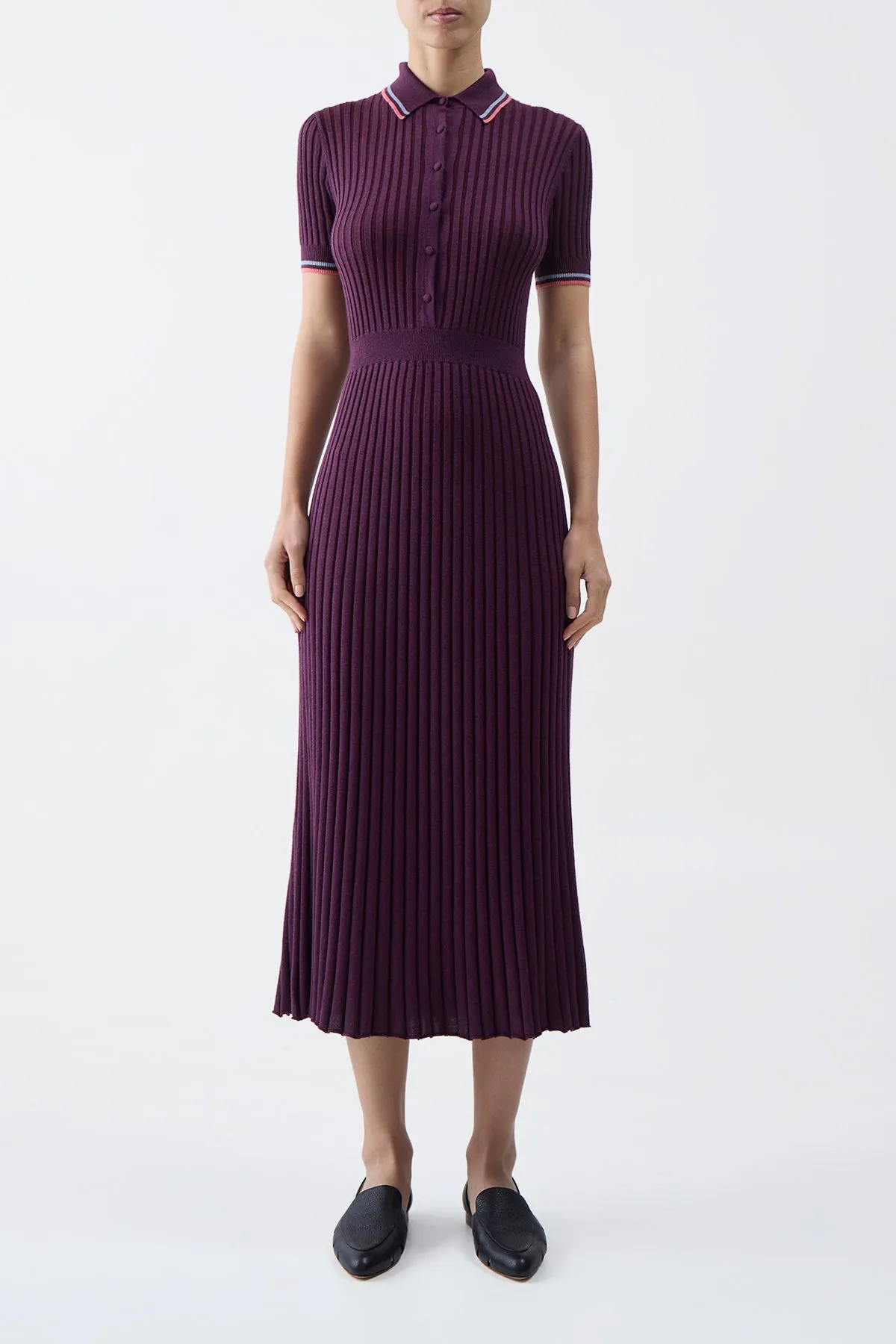 Eyot Knit Dress in Italian Plum Cashmere Silk