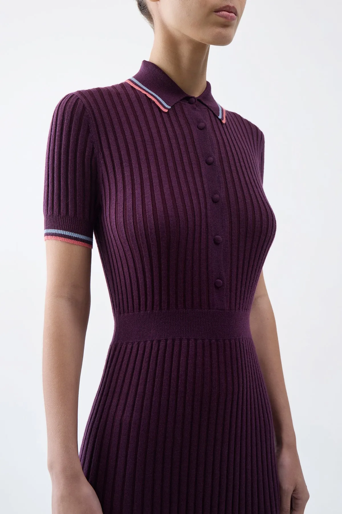 Eyot Knit Dress in Italian Plum Cashmere Silk