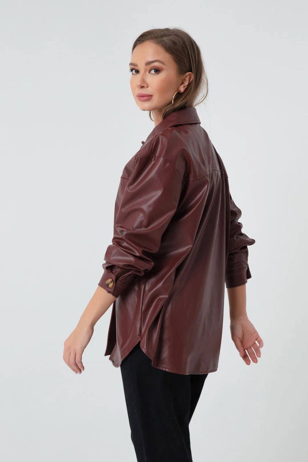 Female Artificial Leather Shirt