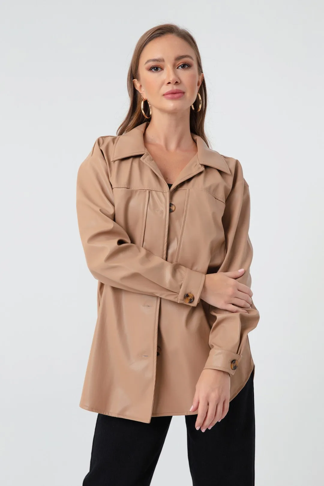 Female Artificial Leather Shirt