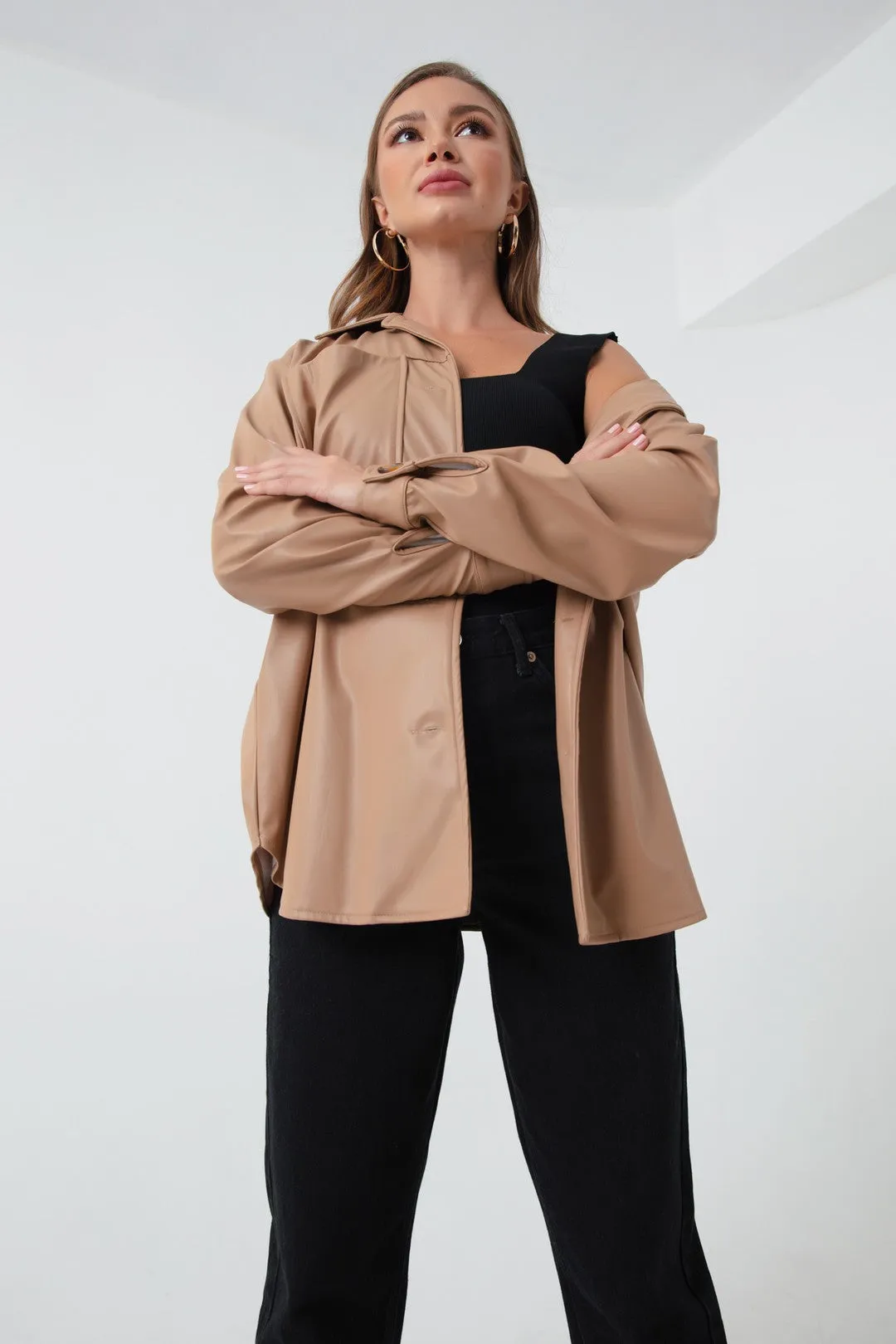 Female Artificial Leather Shirt