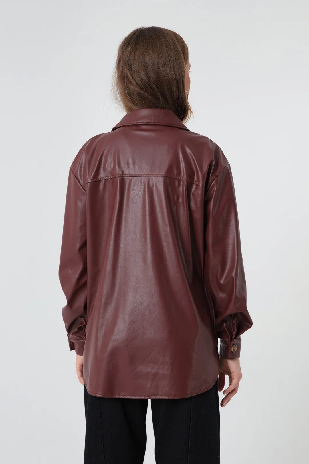 Female Artificial Leather Shirt