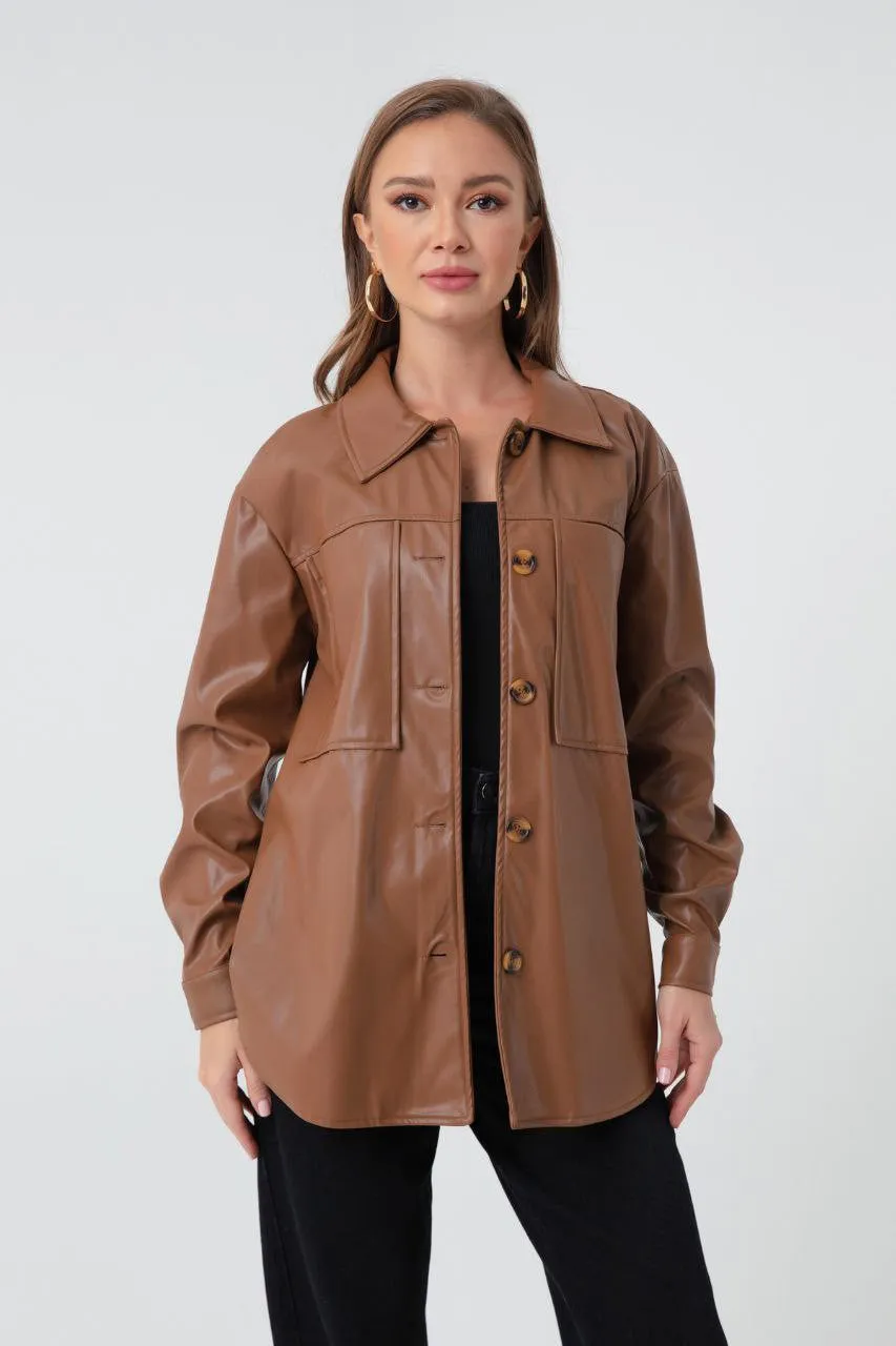 Female Artificial Leather Shirt