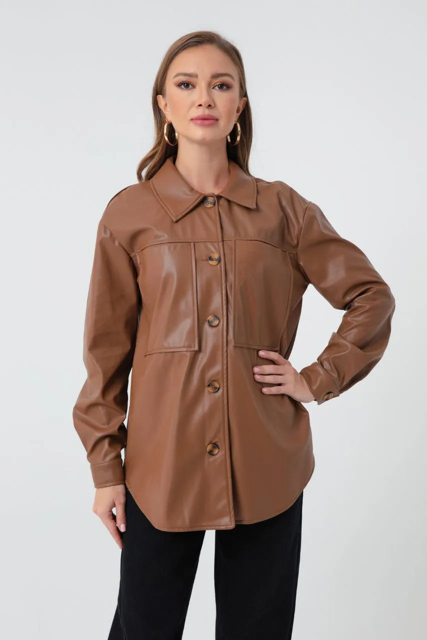 Female Artificial Leather Shirt