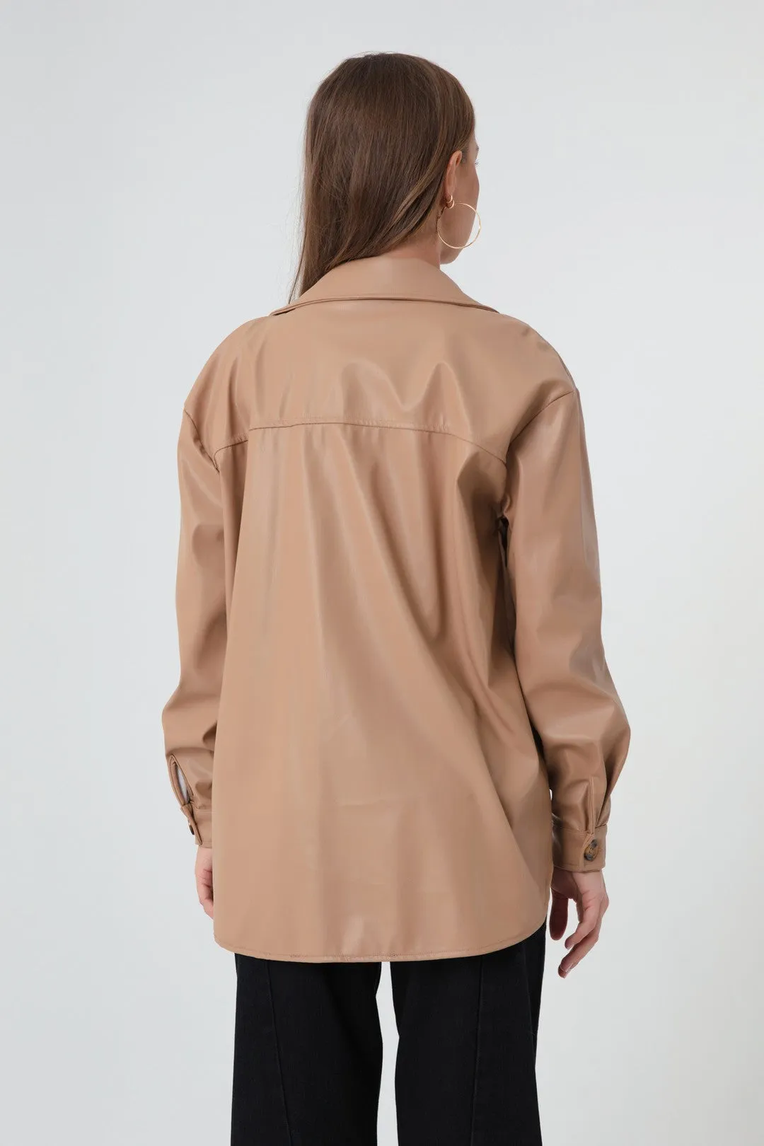 Female Artificial Leather Shirt