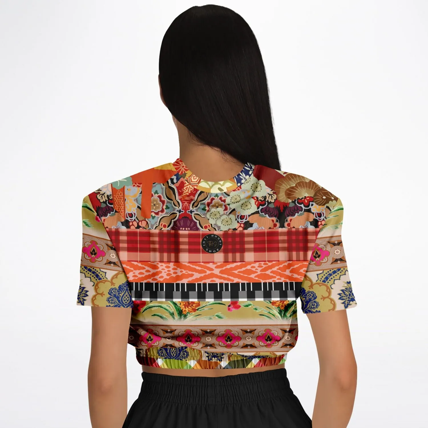 Flowers of Solvang Short Sleeve Cropped Eco-Poly Sweater