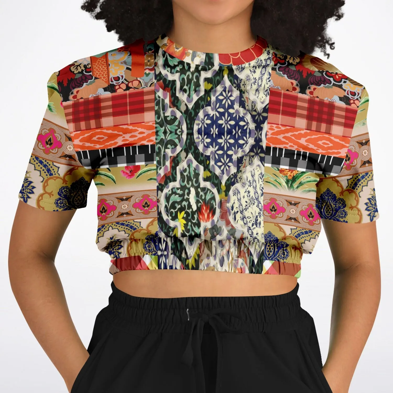 Flowers of Solvang Short Sleeve Cropped Eco-Poly Sweater