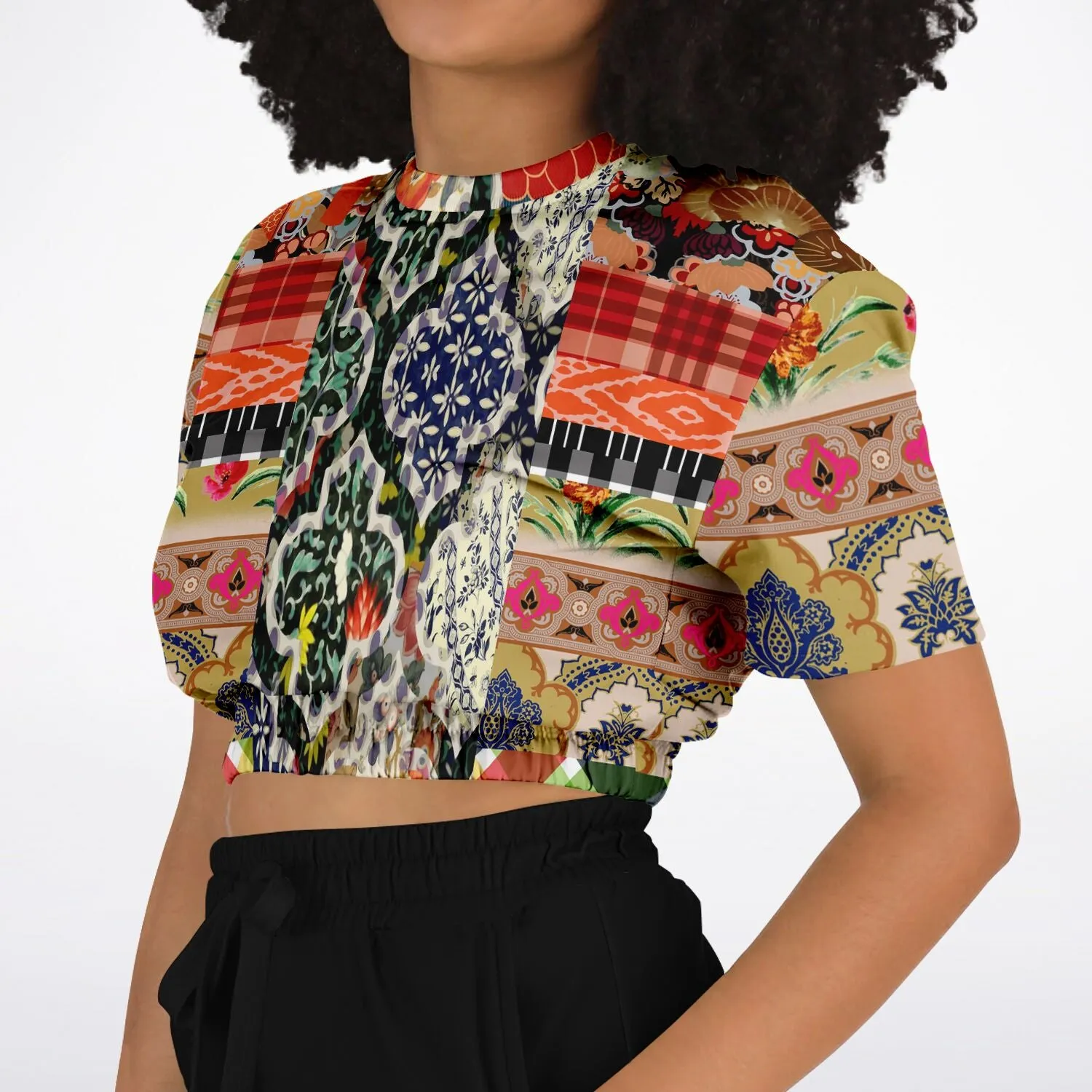 Flowers of Solvang Short Sleeve Cropped Eco-Poly Sweater