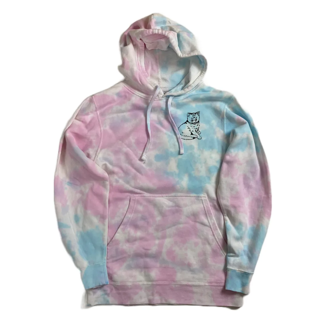 Focus Cat Tie-Dye Hoodie - Cotton Candy