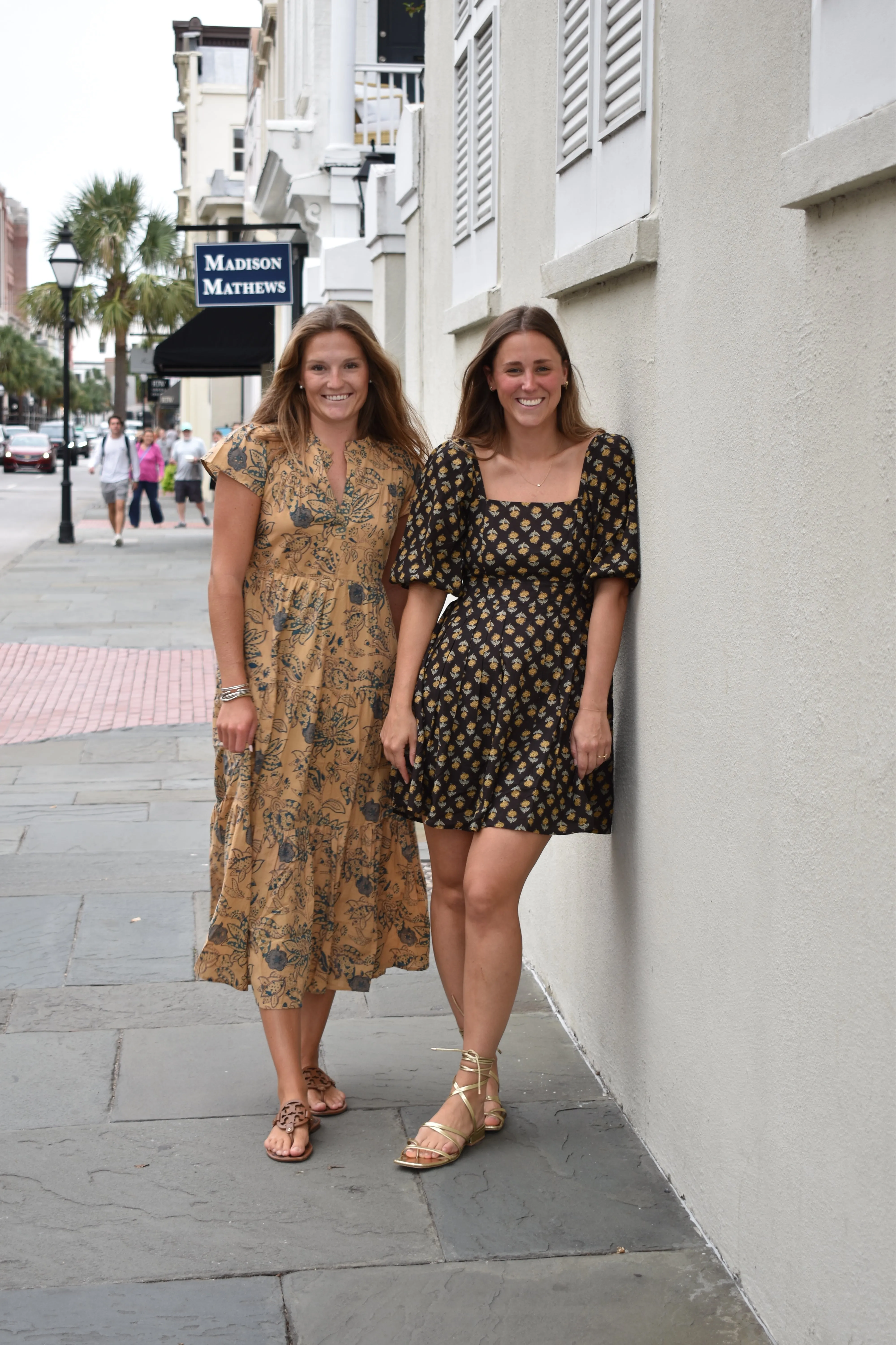 Folly Midi Dress Short Sleeve Caramel and Teal Floral