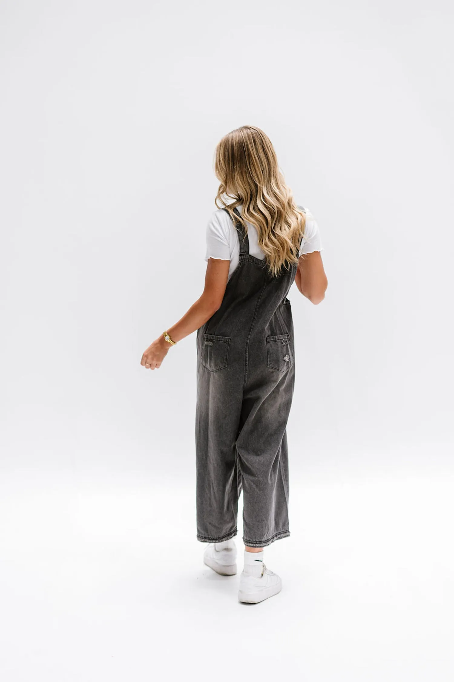 Frankie Denim Overalls in Black