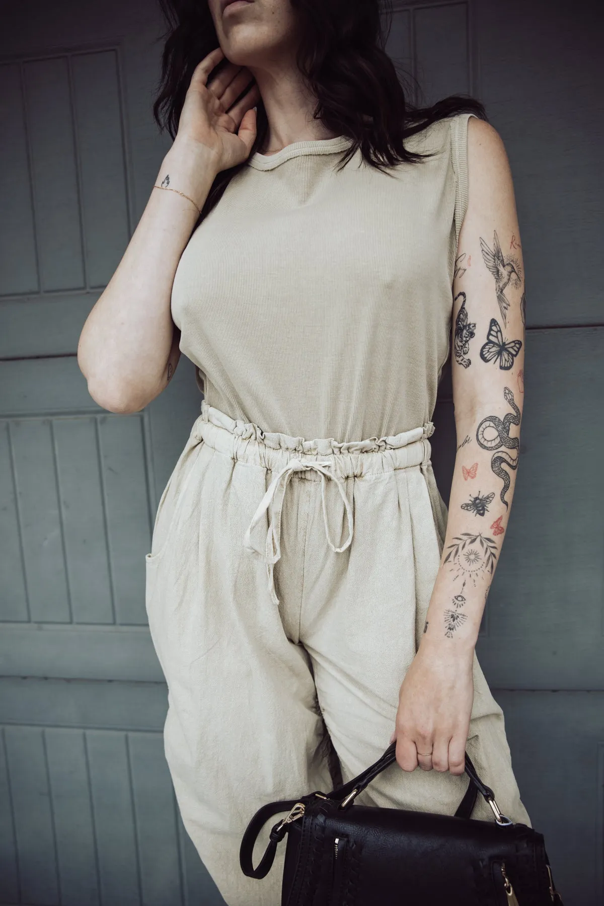 Free People Mixed Media One Piece Jumpsuit - Sand Jam