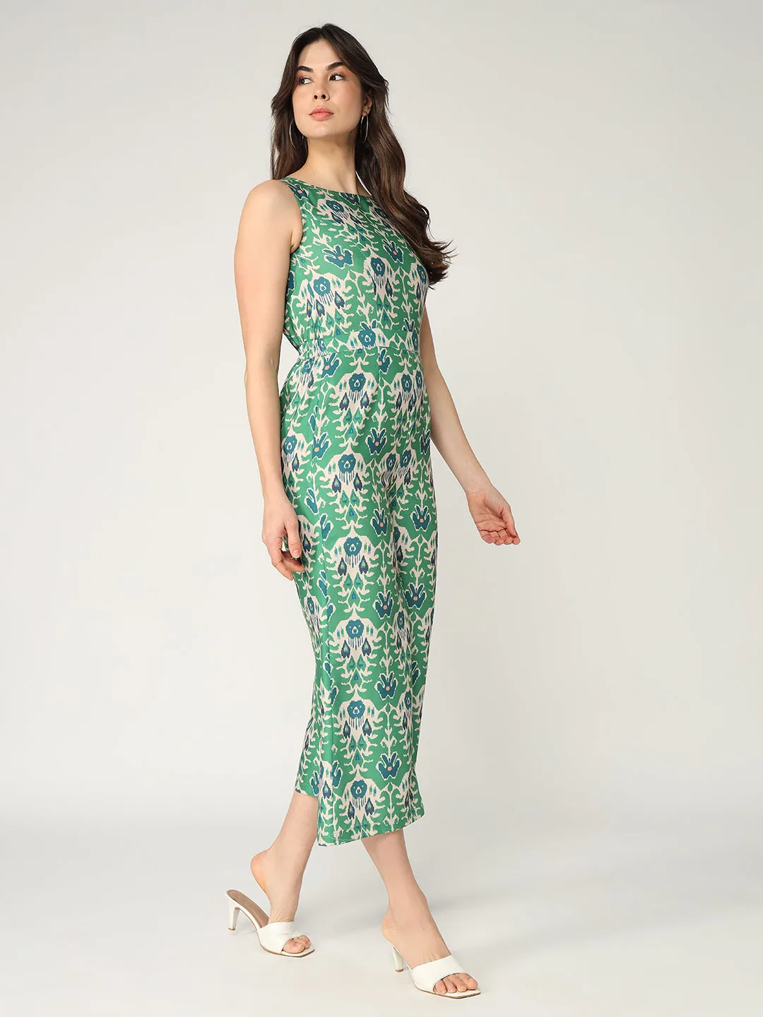 Fusion Ikat Printed Sleeveless Jumpsuit