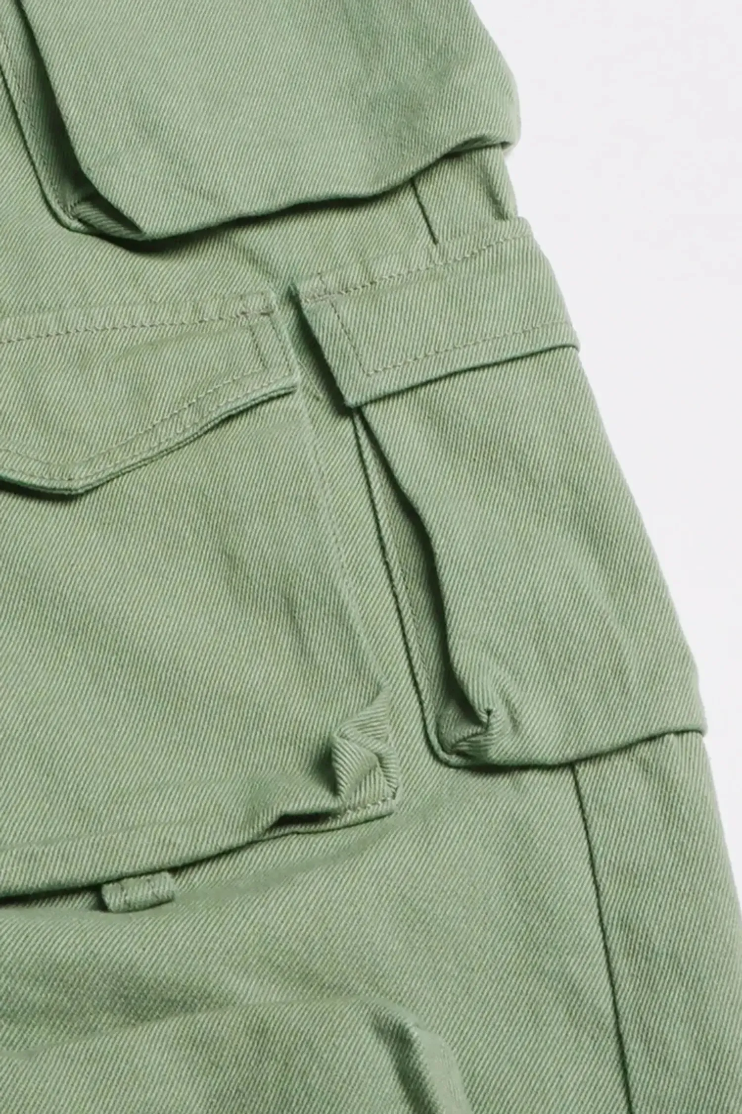 Green Denim Cargo Jumpsuit