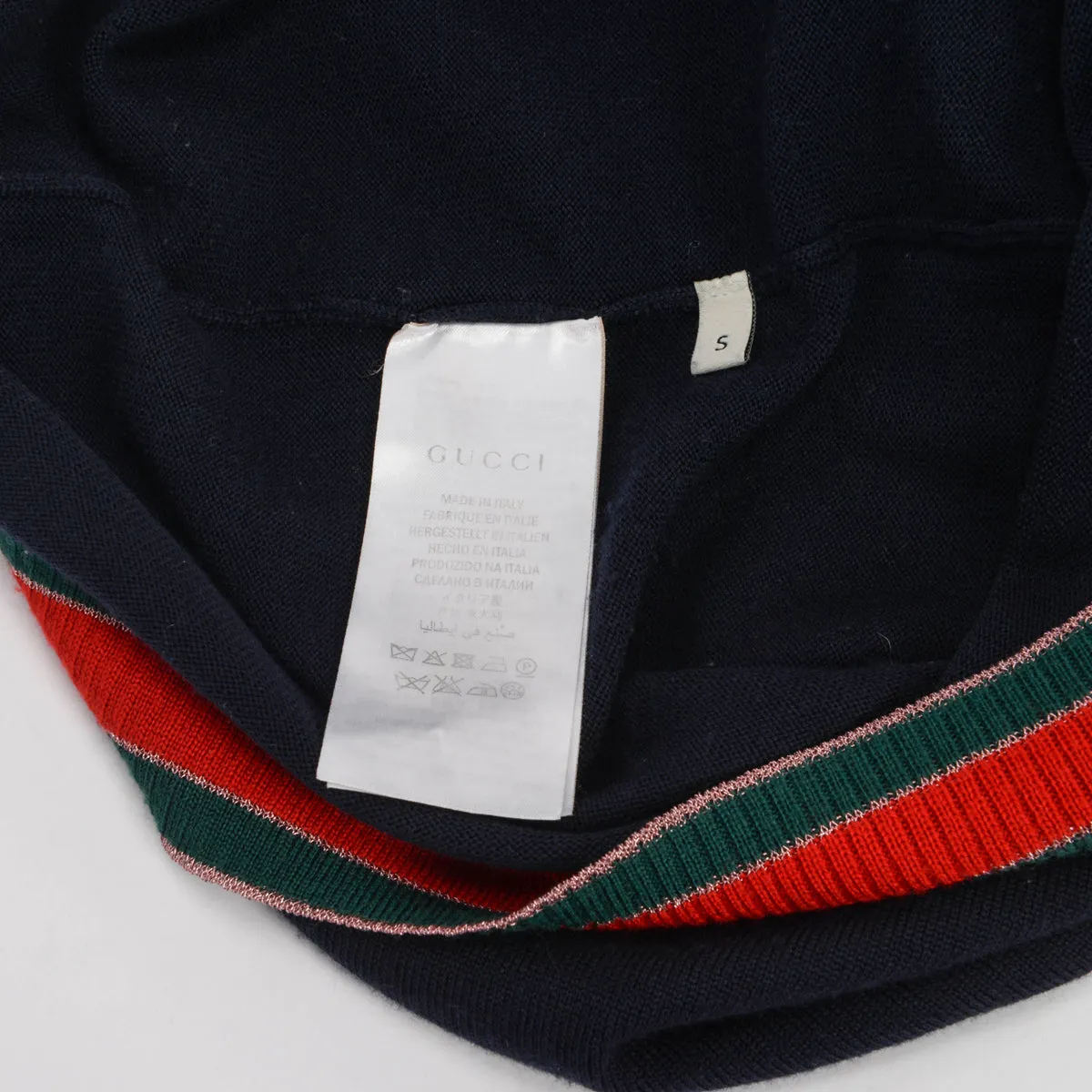 Gucci Navy Wool Web Detail Sweater S