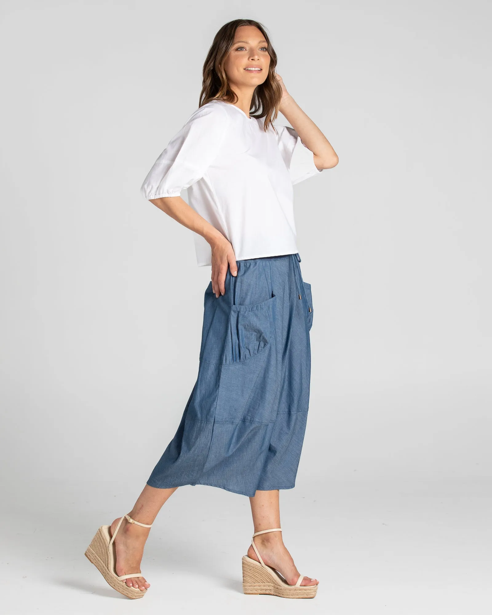 Guru Skirt - Blue Chambray