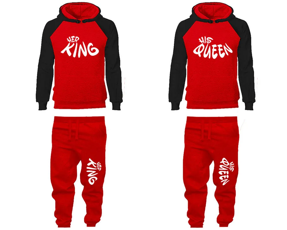 Her King His Queen Couple Matching Hoodies and Jogger Pants Top Bottom Matching Set