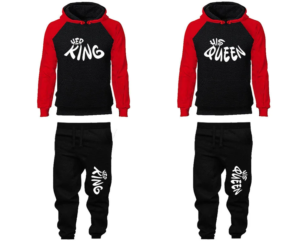 Her King His Queen Couple Matching Hoodies and Jogger Pants Top Bottom Matching Set