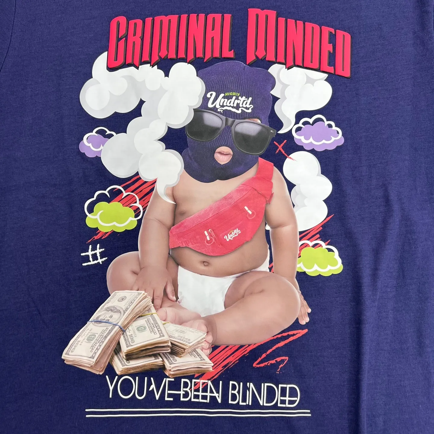 HIGHLY UNDRTD Criminal Minded Graphic T-Shirt - NAVY