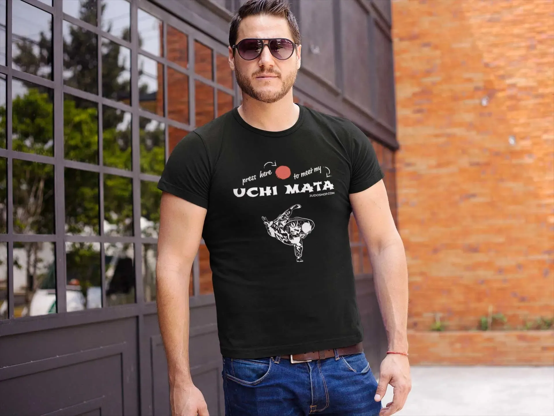 Judo T-Shirt Uchi Mata Press Here