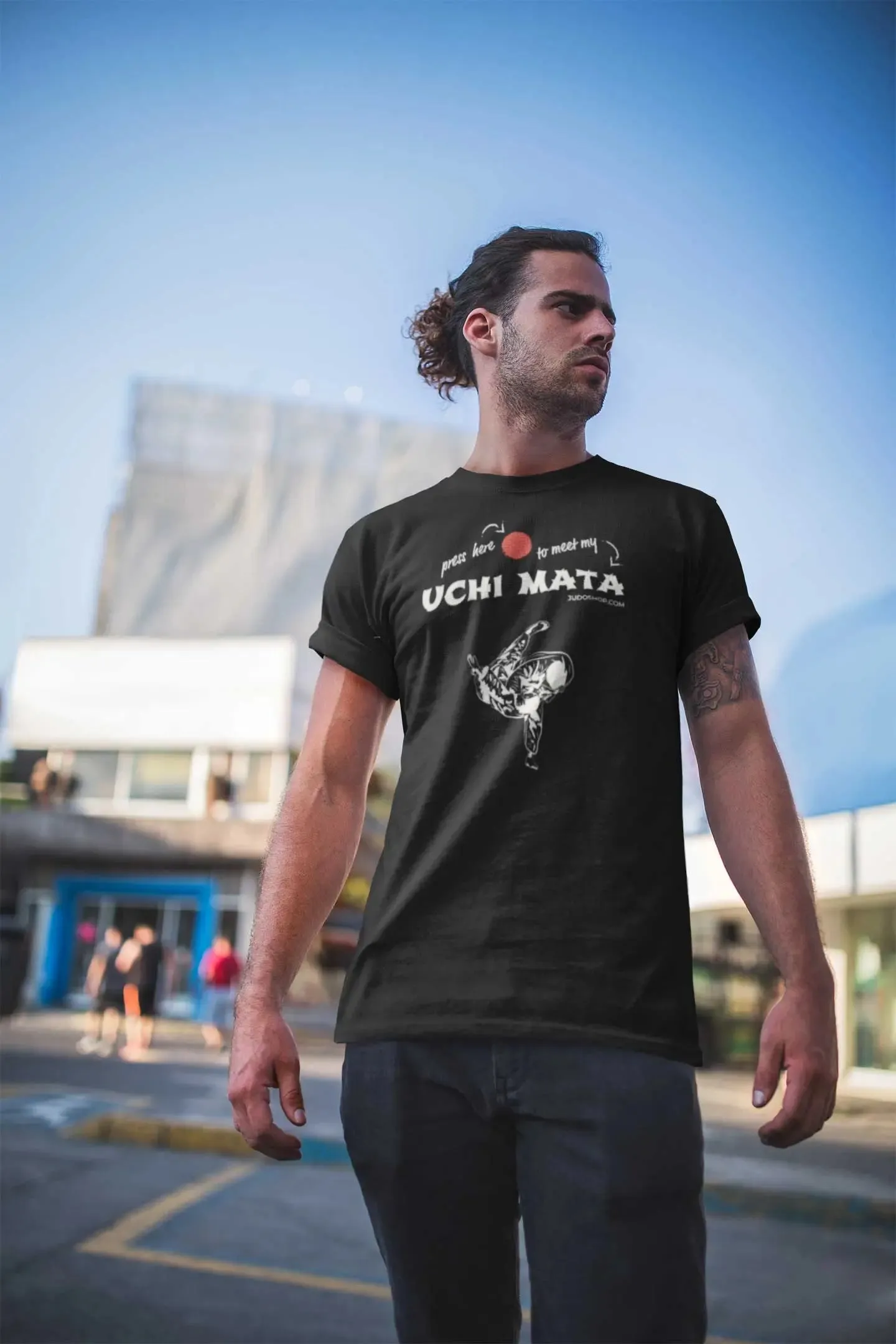 Judo T-Shirt Uchi Mata Press Here