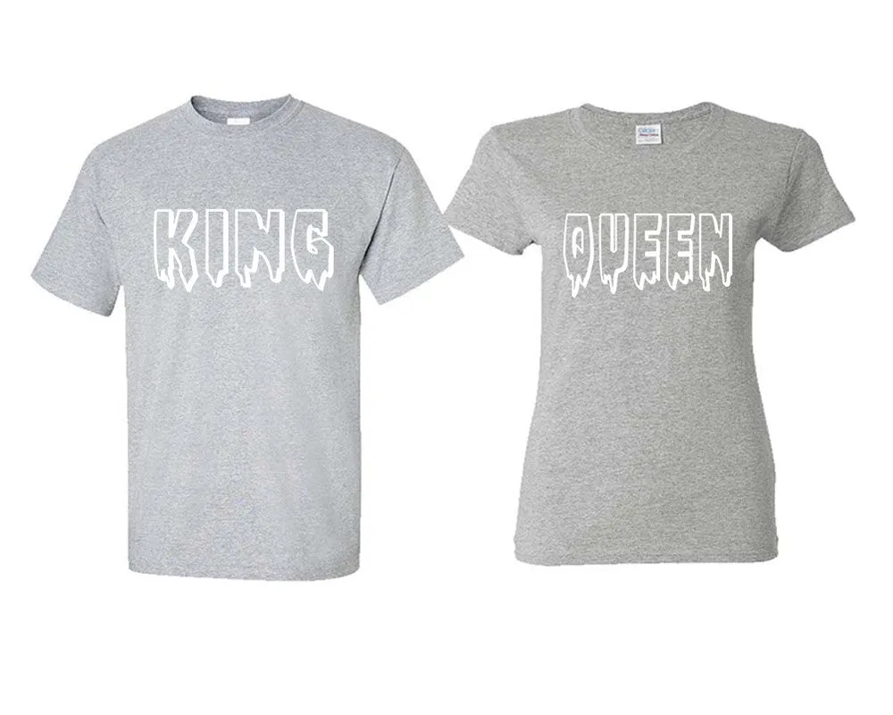 King Queen Couple Matching T Shirts Man and Woman Style Shirts