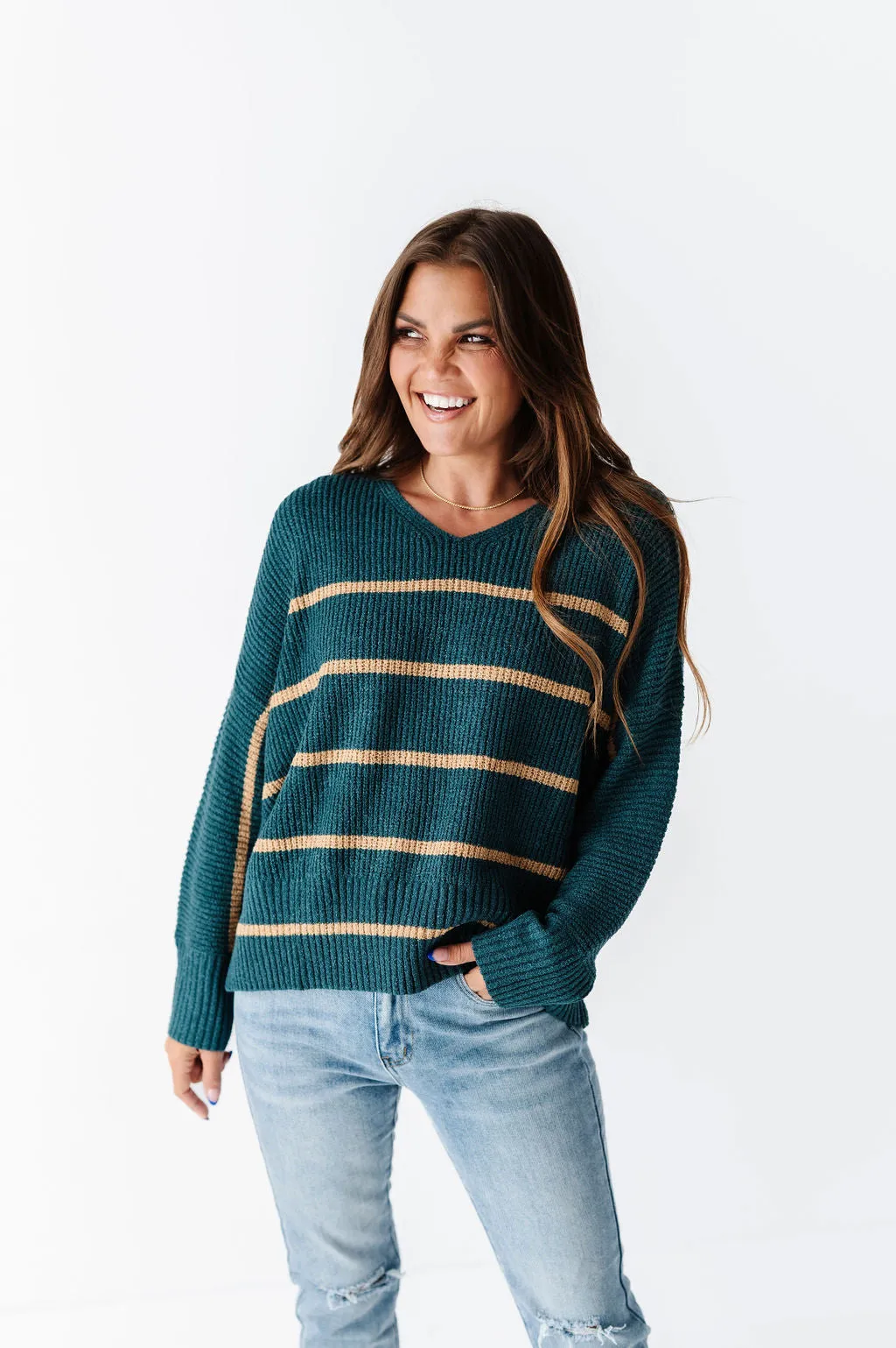 Kingston Striped Sweater in Green