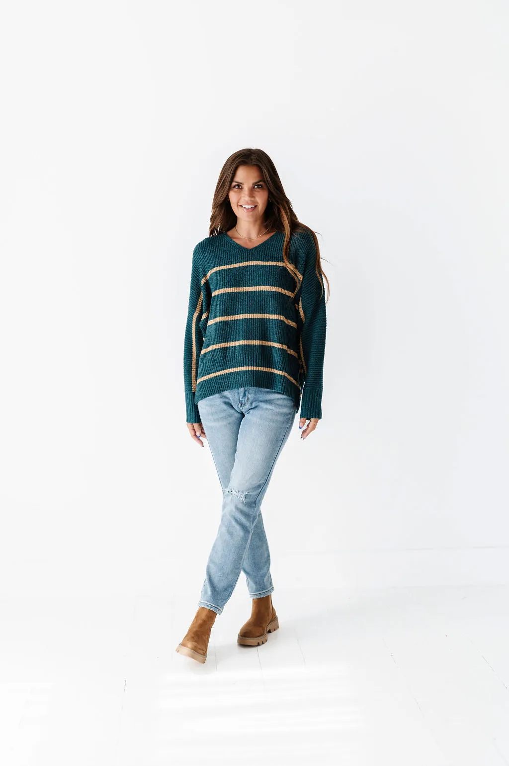 Kingston Striped Sweater in Green