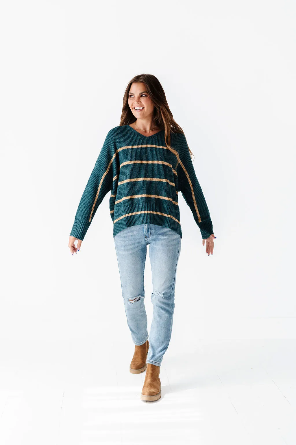 Kingston Striped Sweater in Green