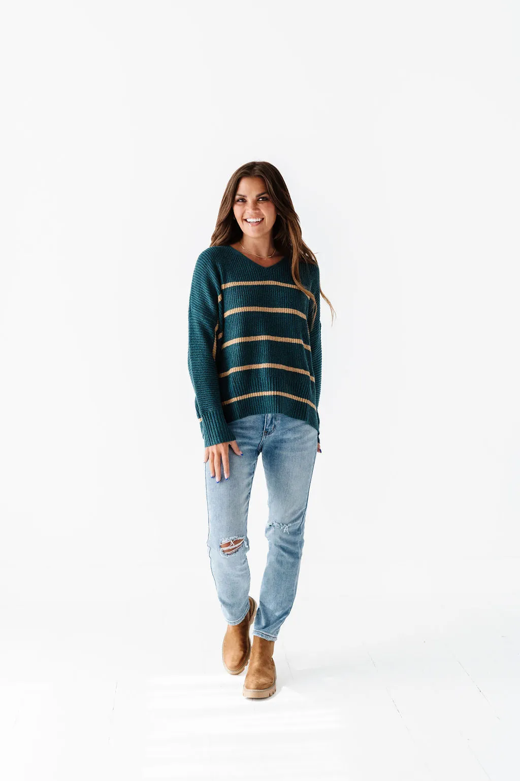 Kingston Striped Sweater in Green