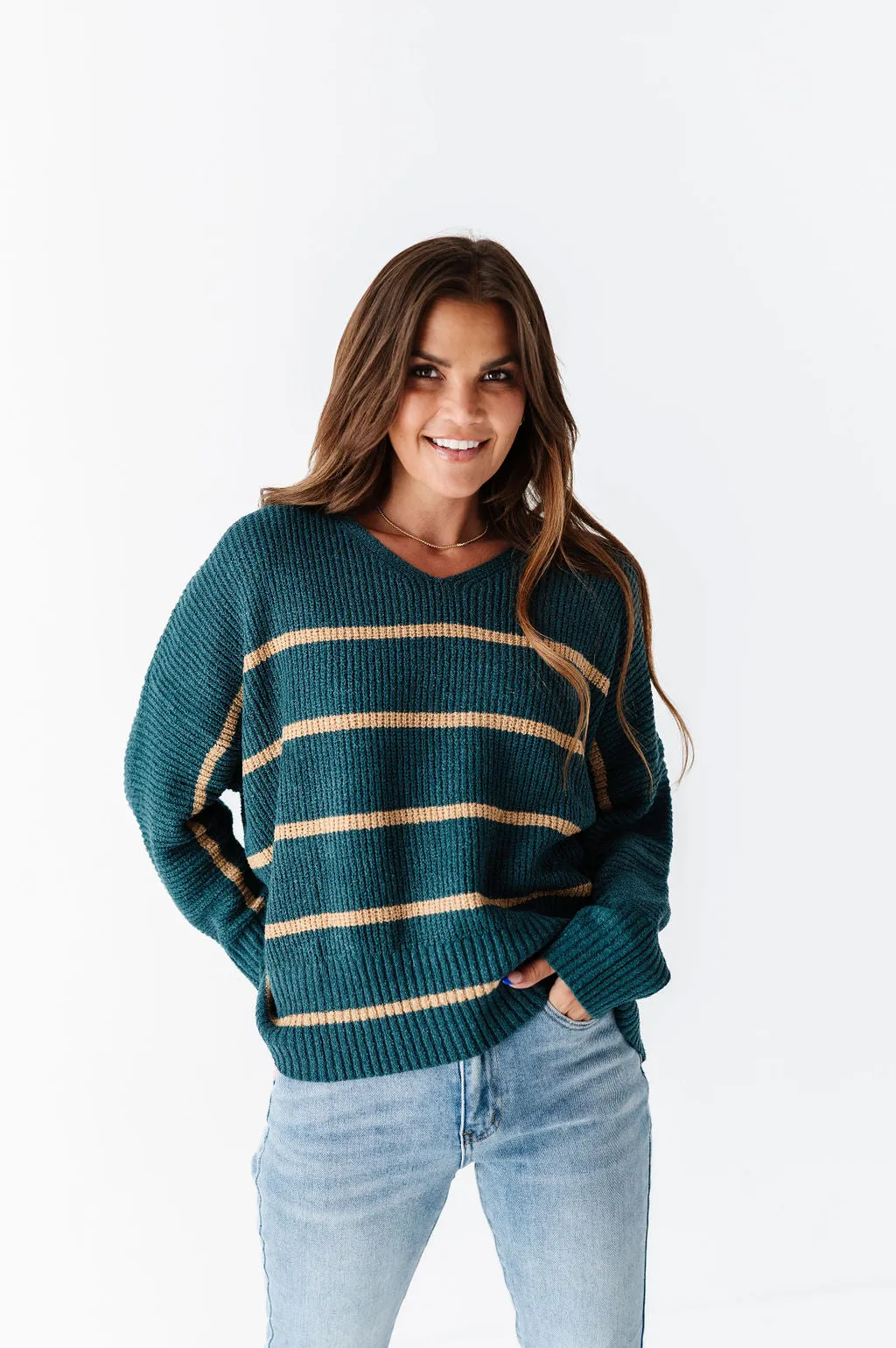 Kingston Striped Sweater in Green