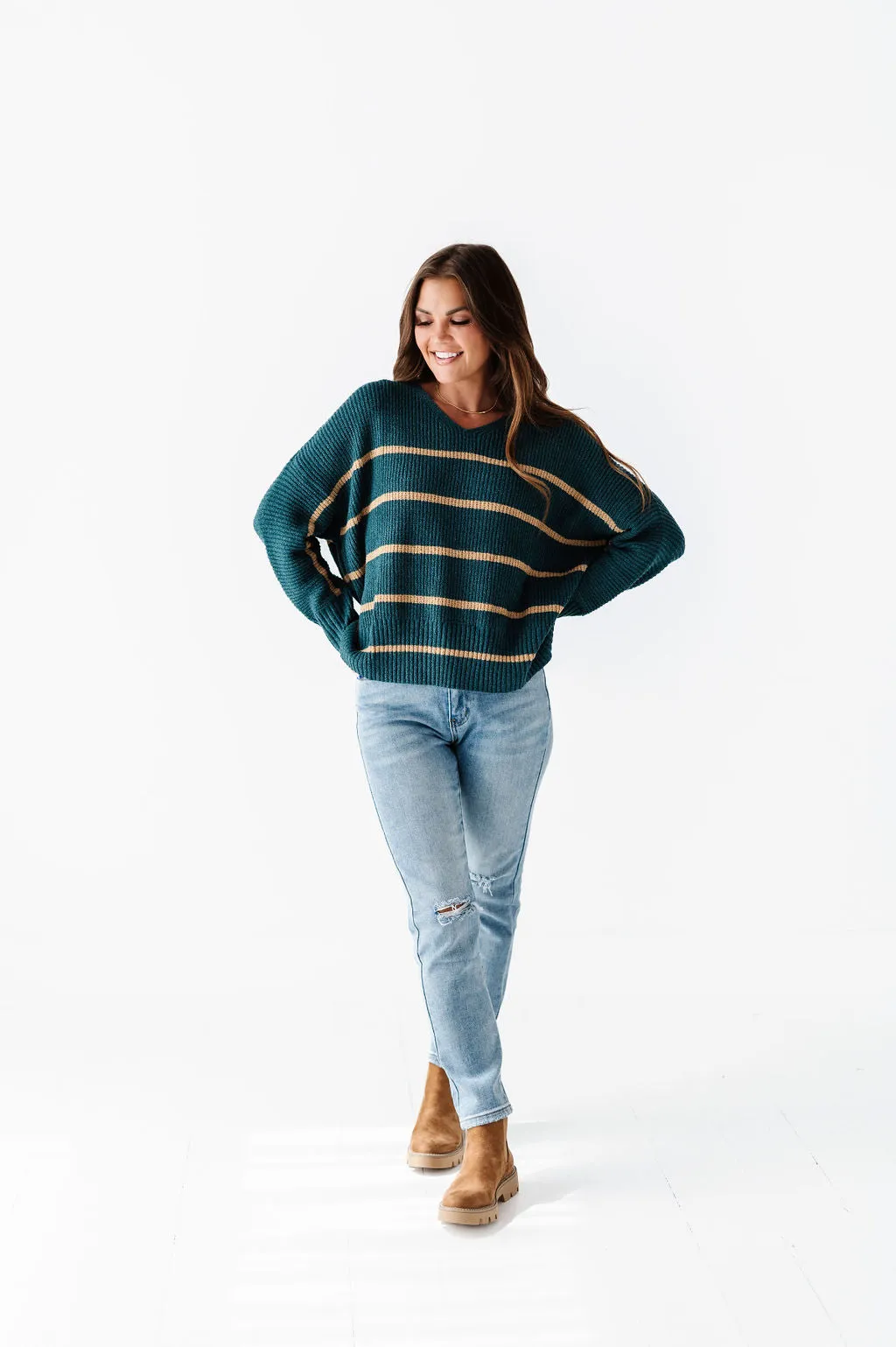 Kingston Striped Sweater in Green