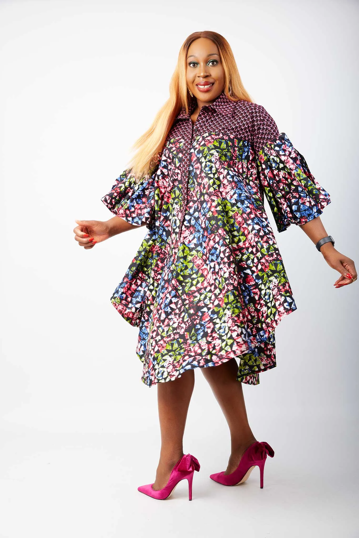 Ladake African Ankara Print Shirt Dress