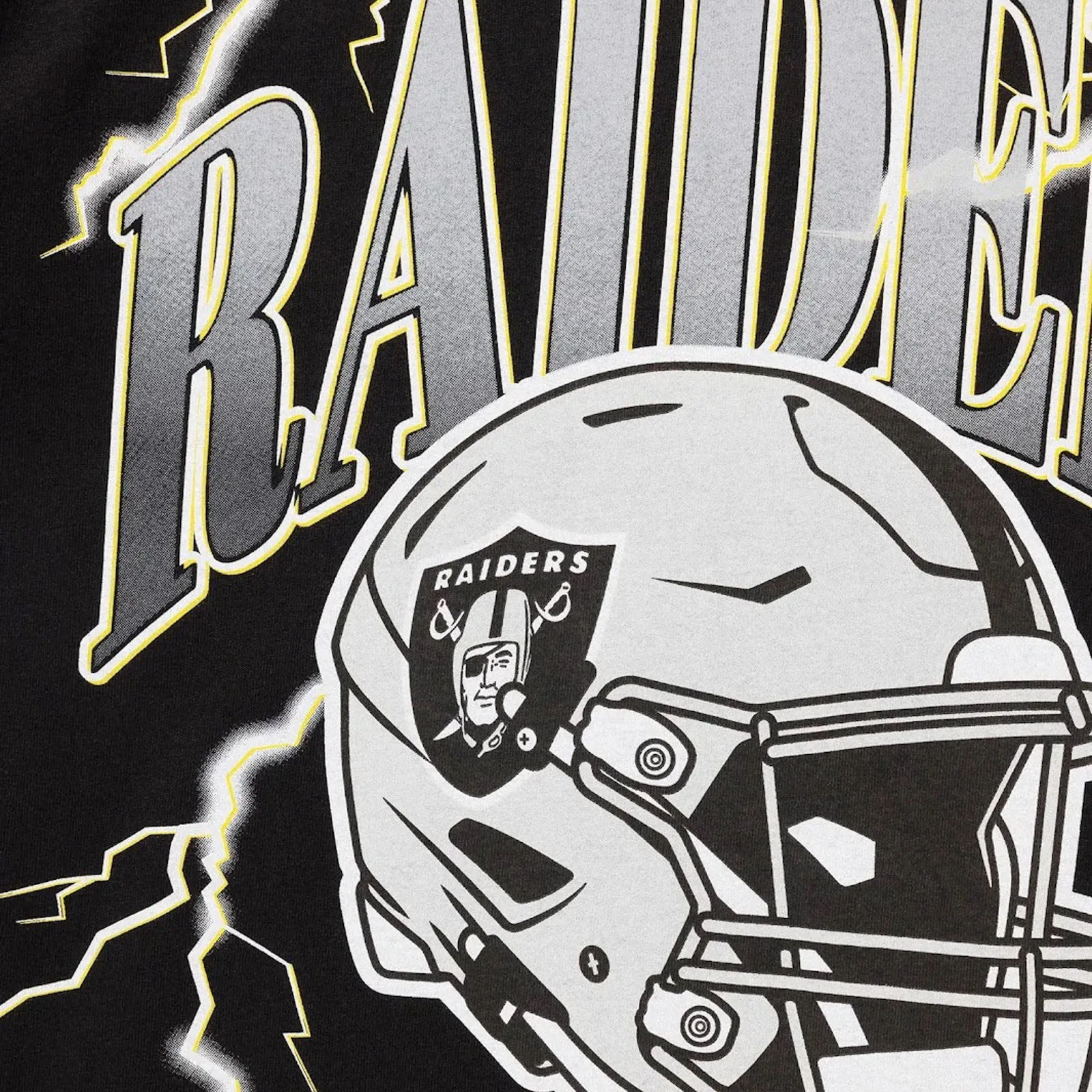 Las Vegas Raiders Team Helmet Lightning Adult T-Shirt NFL by Majestic