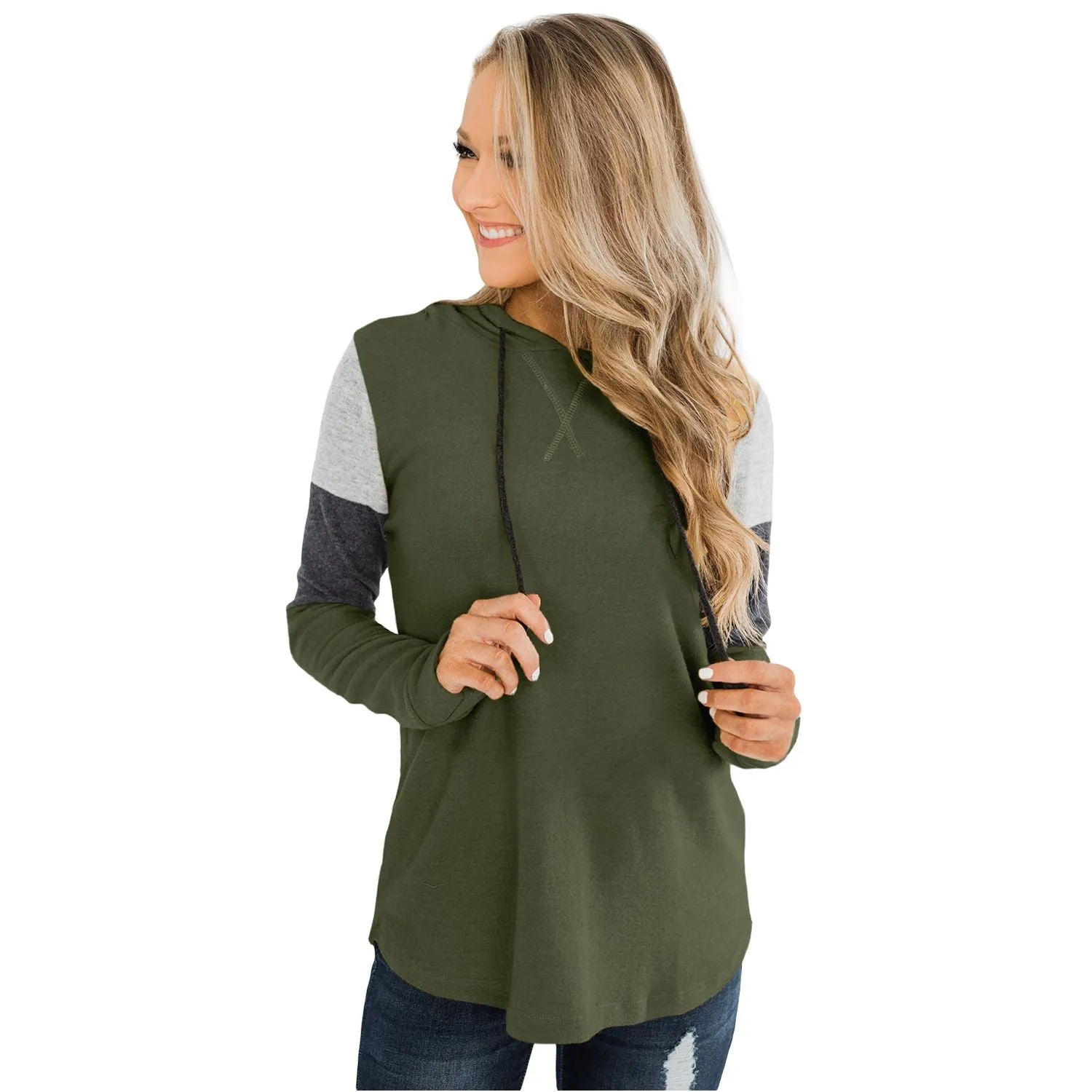 LaurenNichole Women's Soft Cozy Woolen Color Block Hoodie