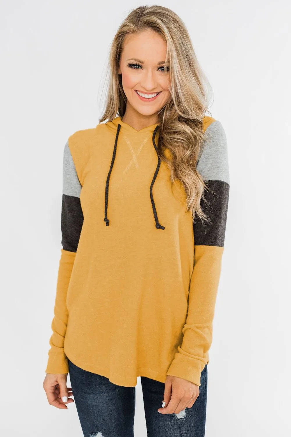 LaurenNichole Women's Soft Cozy Woolen Color Block Hoodie