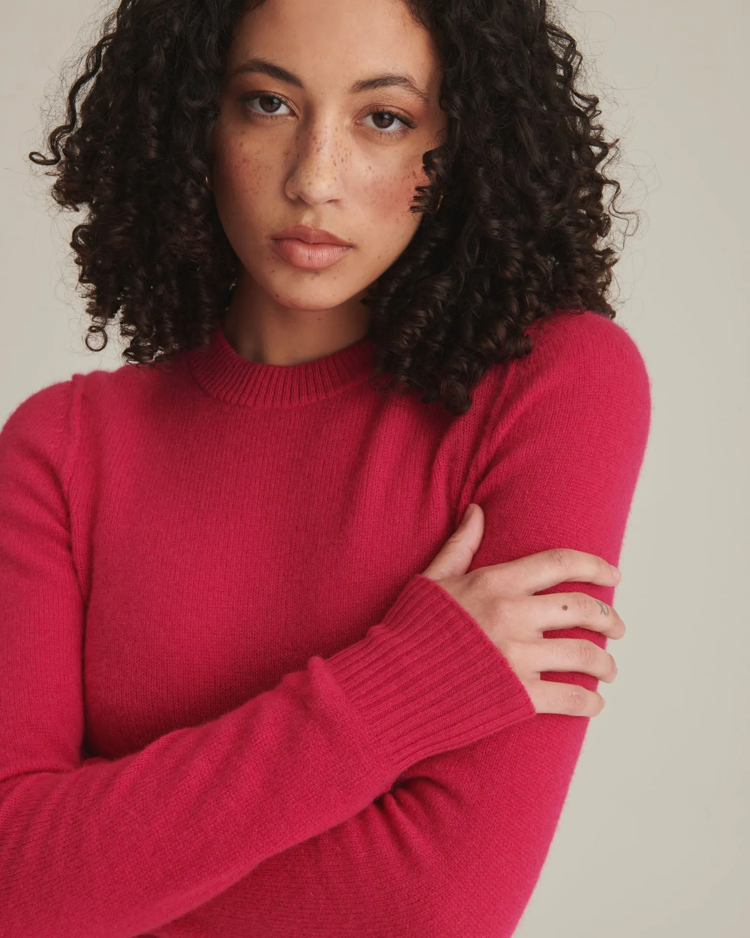 Lightweight Reversible Cropped Crewneck Sweater