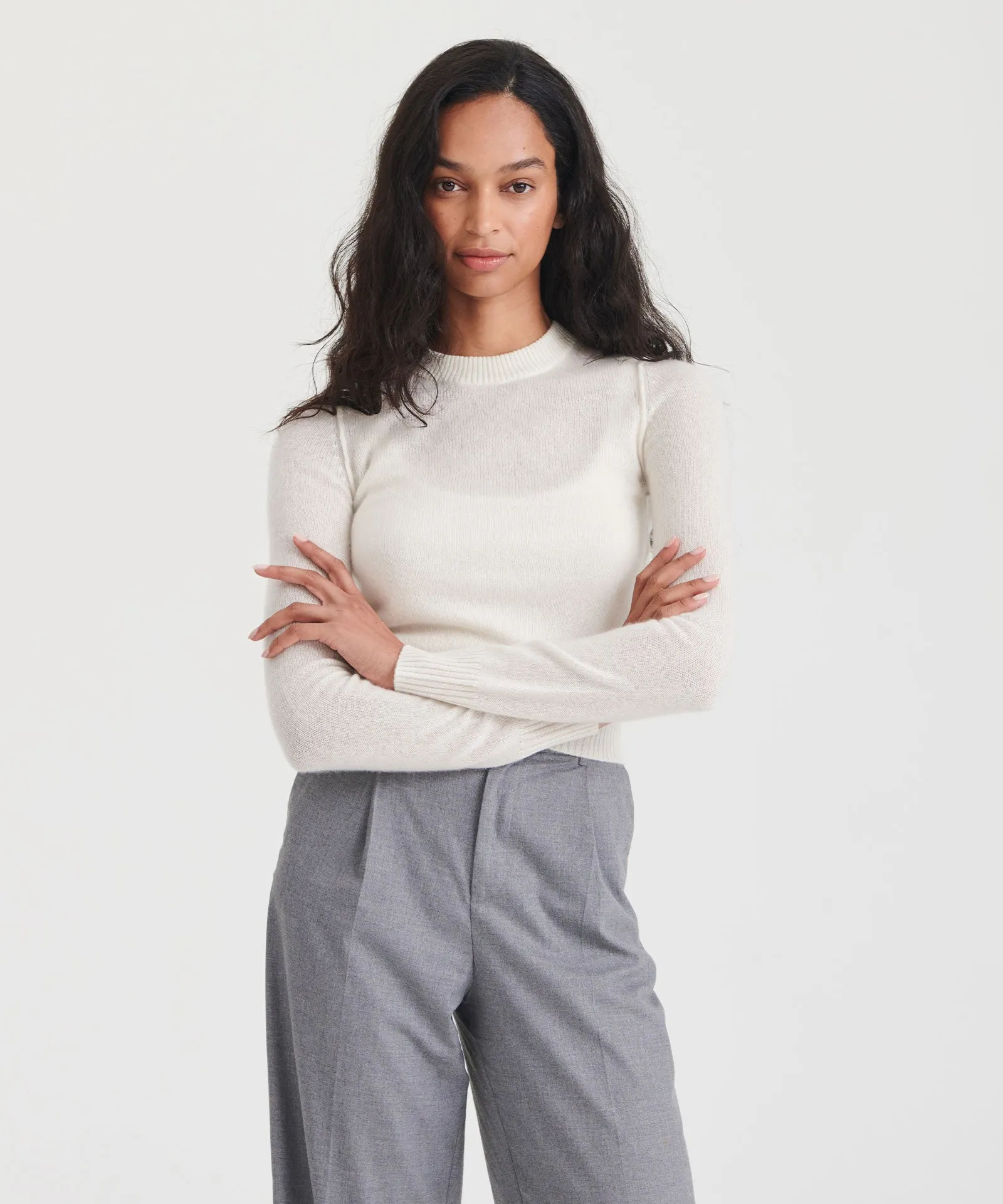 Lightweight Reversible Cropped Crewneck Sweater