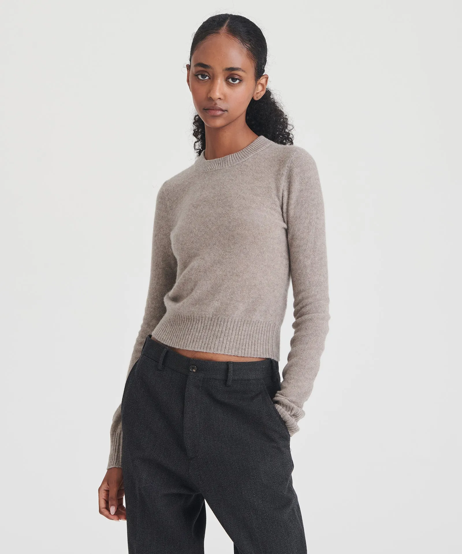 Lightweight Reversible Cropped Crewneck Sweater