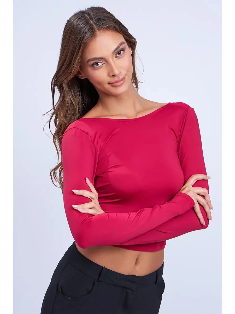 Long Sleeve Open Back Top