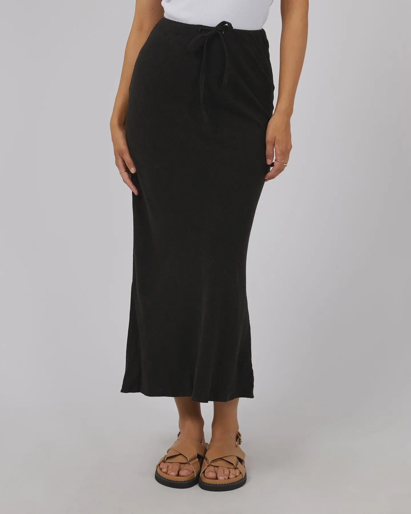 Luxe Linen Maxi Skirt - Black